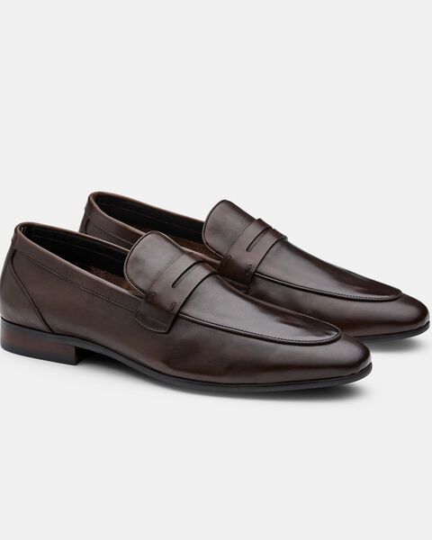 Leather Dress Loafer, Brown, hi-res